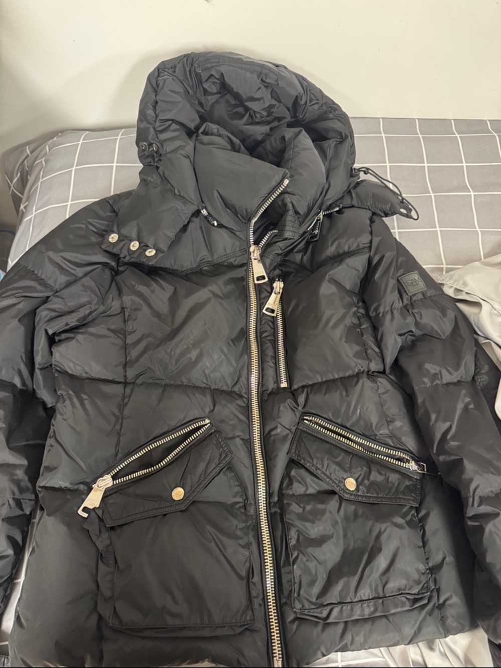 SAM. Women's Black Quilted Puffer Jacket with Hood